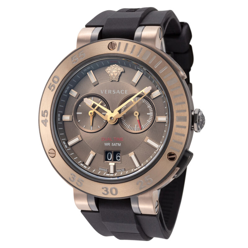 Versace V Extreme Chronograph Brown Tone Dial Black Rubber Strap Watch for Men - VCN030017 Buy Now By Versace