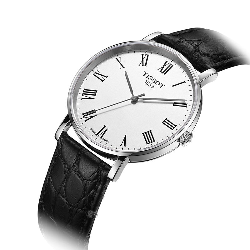 Tissot Everytime Medium White Dial Black Leather Strap Watch For Men - T109.410.16.033.01 Buy Now By Tissot