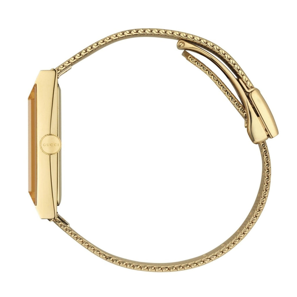 Gucci G-Frame Mother of Pearl Dial Yellow Gold Mesh Bracelet Watch For Women - YA147410 Buy Now By Gucci