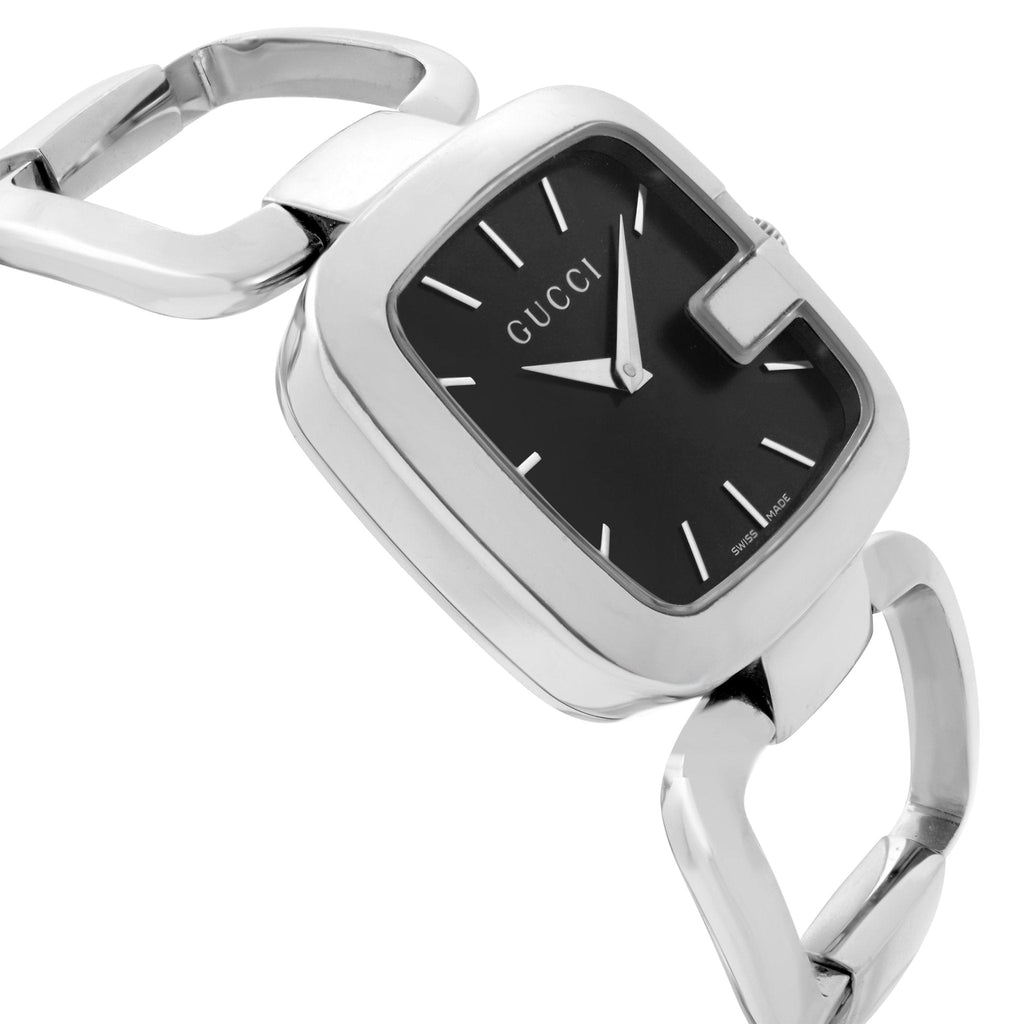 Gucci G Gucci Black Dial Silver Steel Strap Watch For Women - YA125510 Buy Now By Gucci