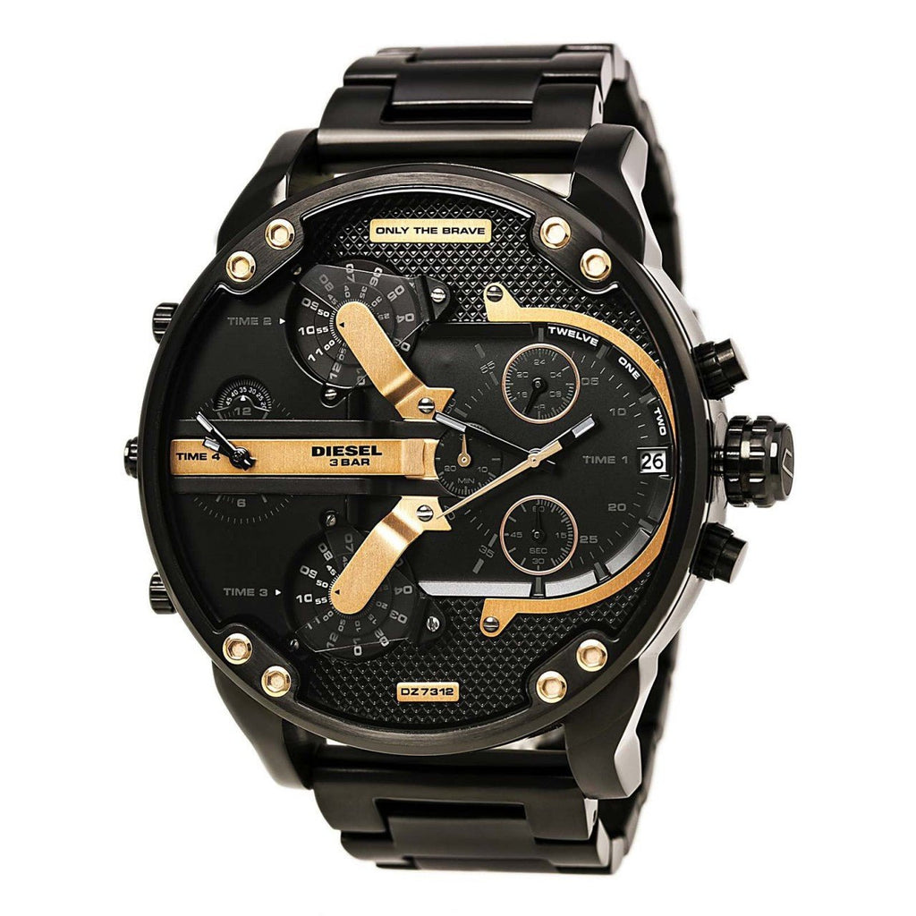 Diesel Big Daddy Chronograph Black Dial Black Steel Strap Watch For Men - DZ7312 Buy Now By Diesel