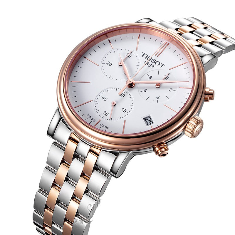 Tissot Carson Premium Chronograph White Dial Two Tone Steel Strap Watch For Men - T122.417.22.011.00 Buy Now By Tissot