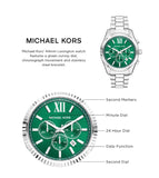 Michael Kors Lexington Chronograph Green Dial Silver Steel Strap Watch for Women - MK9152 Buy Now By Michael Kors