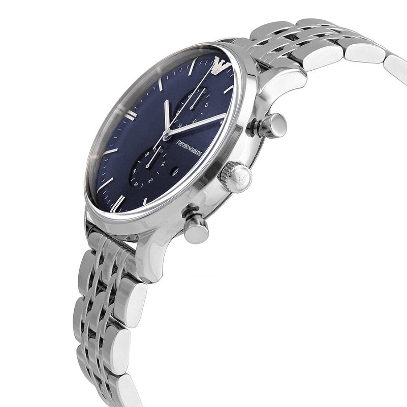 Emporio Armani Gianni Chronograph Blue Dial Silver Steel Strap Watch For Men - AR1648 Buy Now By Emporio Armani