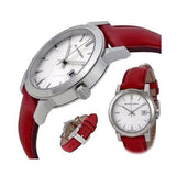 Burberry The City Silver Dial Red Leather Strap Watch for Women - BU9129 Buy Now By Burberry