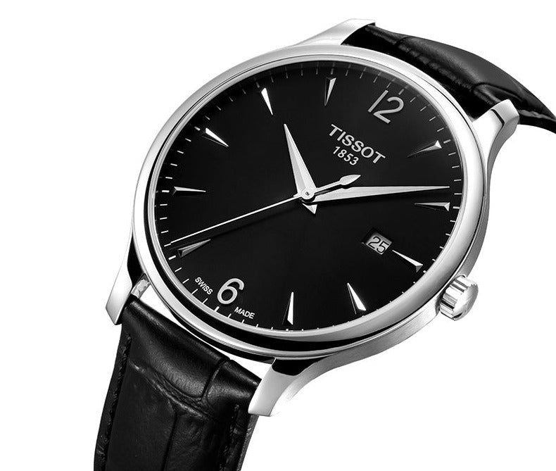 Tissot T Classic Tradition Black Dial Black Leather Strap Watch For Men - T063.610.16.057.00 Buy Now By Tissot
