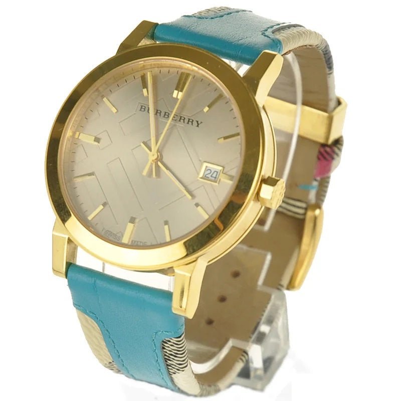 Burberry The City Gold Dial Blue Leather Strap Watch for Women - BU9018 Buy Now By Burberry