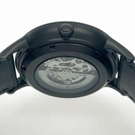 Emporio Armani Meccanico Automatic Black Dial Black Leather Strap Watch For Men - AR60042 Buy Now By Emporio Armani