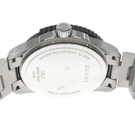 Gucci G Timeless Black Dial Silver Steel Strap Watch For Men - YA126249 Buy Now By Gucci