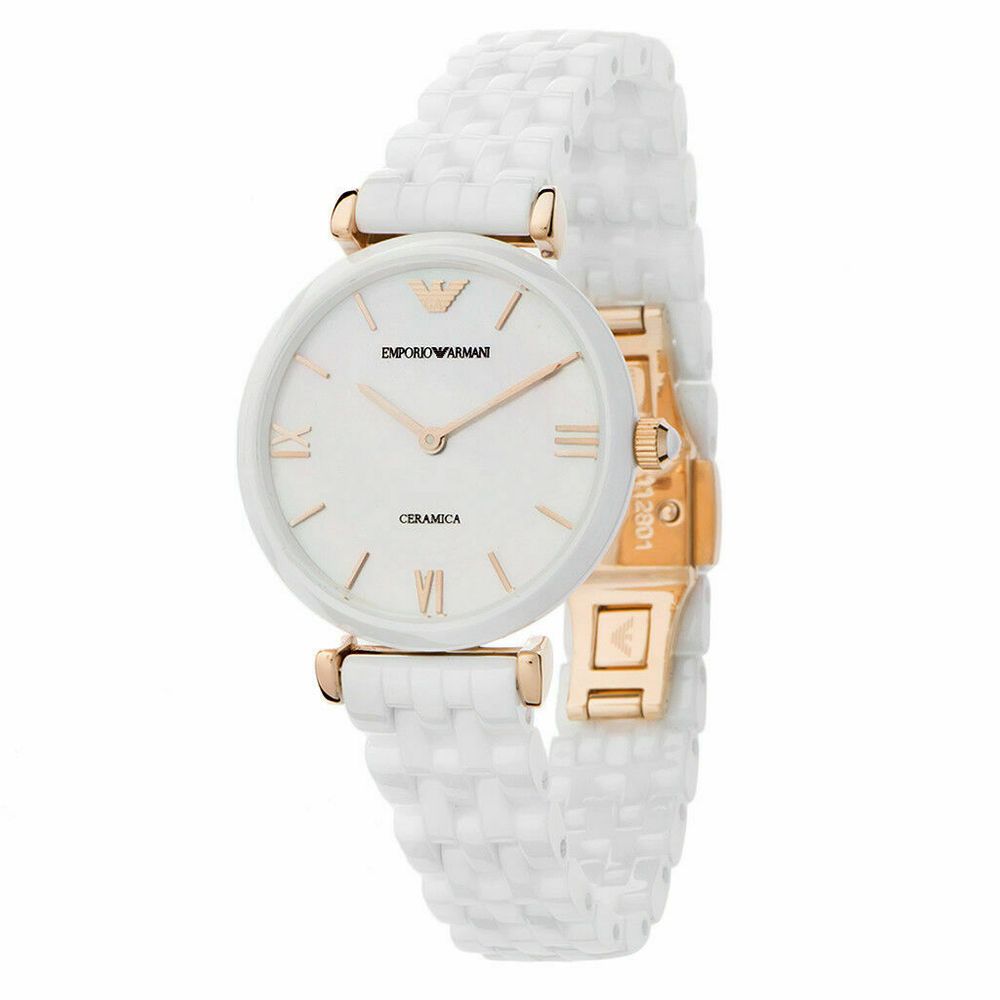 Emporio Armani Ceramica Mother of Pearl Dial White Ceramic Strap Watch For Women - AR1486 Buy Now By Emporio Armani