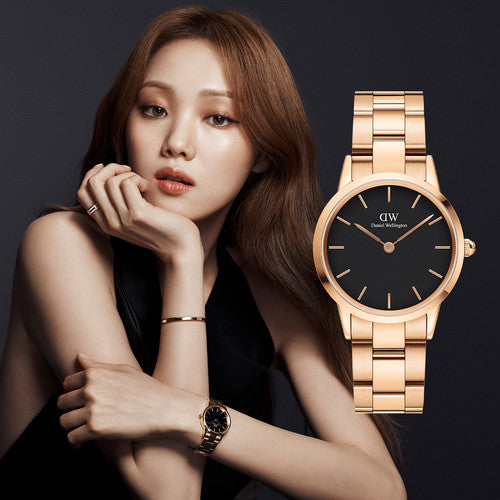 Daniel Wellington Iconic Link Black Dial Rose Gold Steel Strap Watch for Women - DW00100212 Buy Now By Daniel Wellington