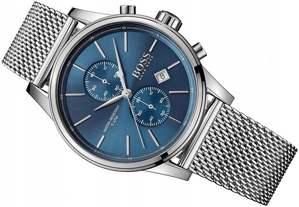 Hugo Boss Jet Blue Dial Silver Mesh Bracelet Watch for Men - 1513441 Buy Now By Hugo Boss