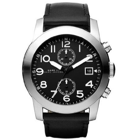 Marc Jacobs Larry Chronograph Black Dial Black Leather Strap Watch for Men - MBM5054 Buy Now By Marc Jacobs