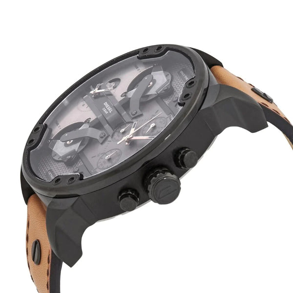 Diesel Mr. Daddy 2.0 Chronograph Grey Dial Brown Leather Strap Watch For Men - DZ7406 Buy Now By Diesel
