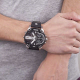 Diesel Mr Daddy Chronograph Black Dial Black Leather Strap Watch For Men - DZ7313 Buy Now By Diesel