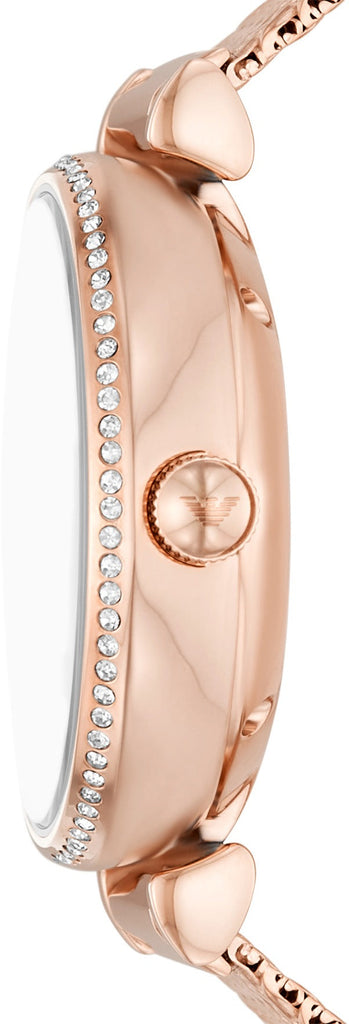 Emporio Armani Meccanico Automatic White Dial Rose Gold Mesh Strap Watch For Women - AR60063 Buy Now By Emporio Armani