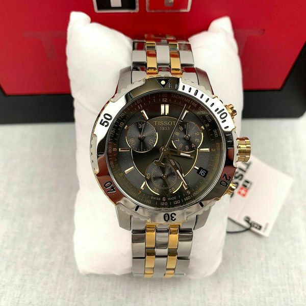 Tissot T Sport PRS 200 Chronograph Black Dial Two Tone Steel Strap Watch For Men - T067.417.22.051.00 Buy Now By Tissot