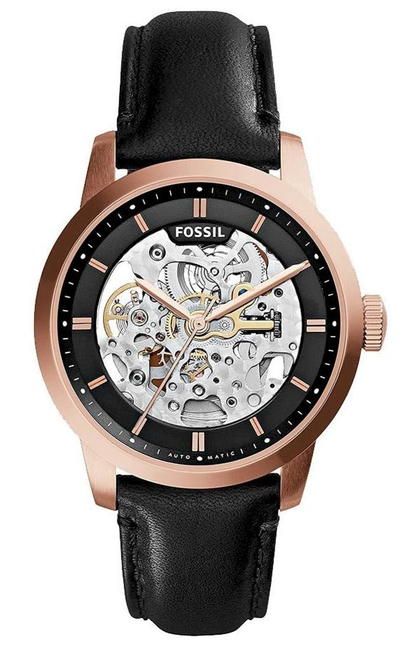 Fossil Townsman Automatic Skeleton Black Dial Black Leather Strap Watch for Men - ME3084 Buy Now By Fossil