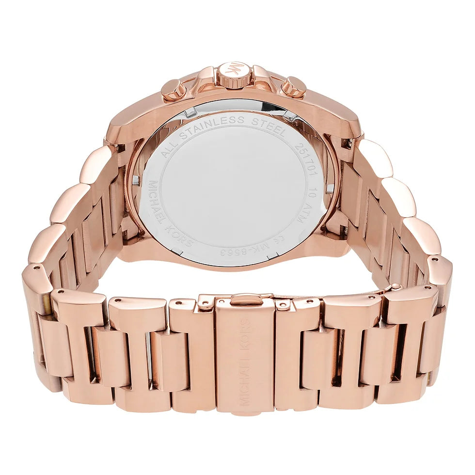 Michael Kors Brecken Chronograph Analog Black Dial Rose Gold Steel Strap Watch For Women - MK8563 Buy Now By Michael Kors