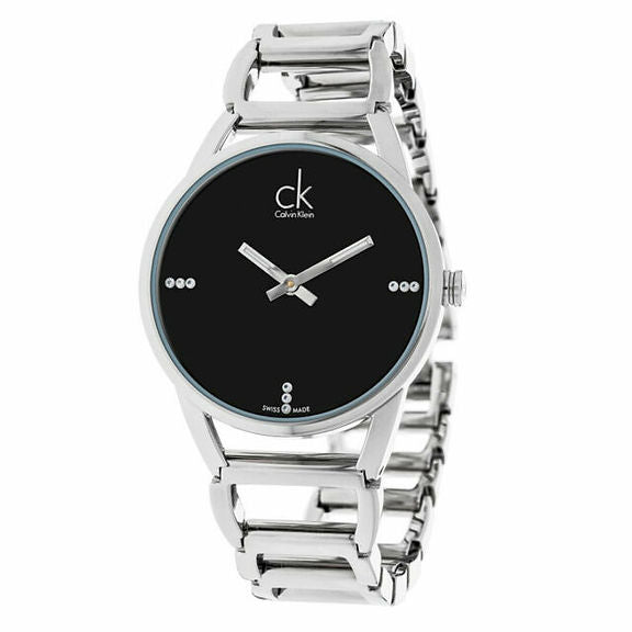 Calvin Klein Stately Black Dial Silver Steel Strap Watch for Women - K3G2312S Buy Now By Calvin Klein