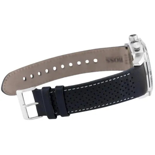 Hugo Boss Rafale Chronograh Quartz White Dial Black Leather Strap Watch For Men - HB1513403 Buy Now By Hugo Boss