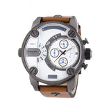 Diesel SBA Dual Time Chronograph White Dial Brown Leather Strap Watch For Men - DZ7269 Buy Now By Diesel