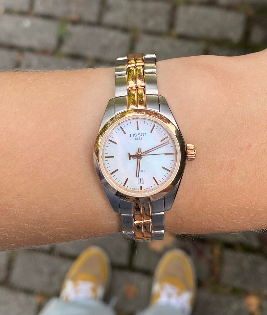 Tissot T Classic PR100 Mother of Pearl Dial Two Tone Steel Strap Watch for Women - T101.010.22.111.01 Buy Now By Tissot