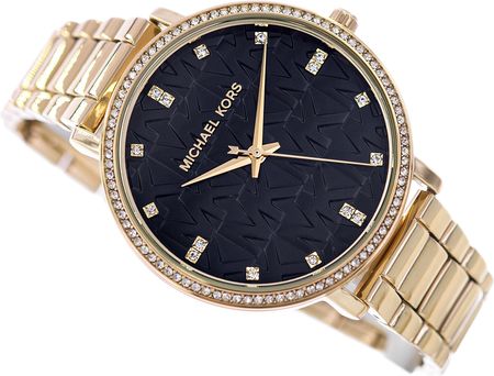 Michael Kors Pyper Three-Hand Black Dial Gold Steel Strap Watch For Women - MK4593 Buy Now By Michael Kors