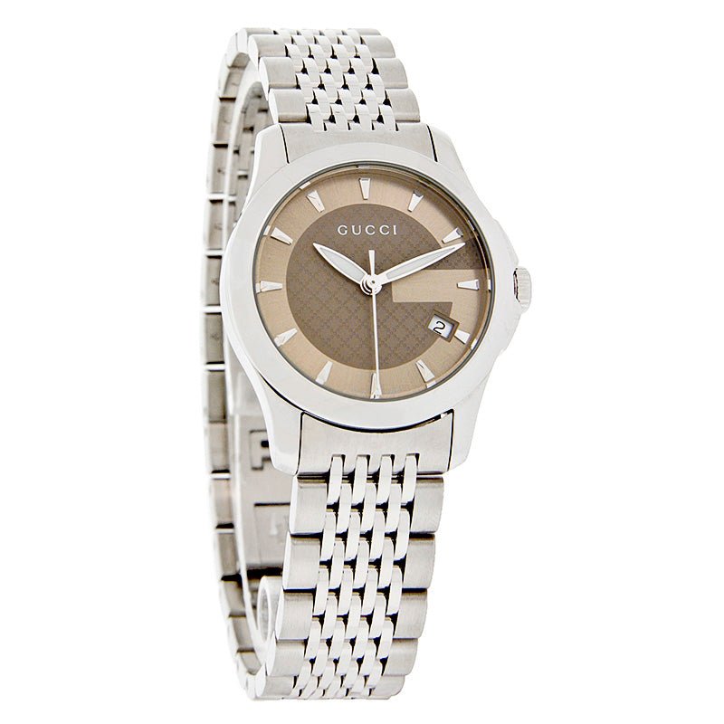 Gucci G Timeless Brown Dial Silver Steel Strap Watch For Women - YA126503 Buy Now By Gucci