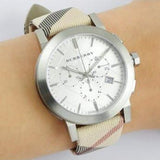 Burberry The City Nova White Dial Checked Brown Leather Strap Watch for Men - BU9357 Buy Now By Burberry