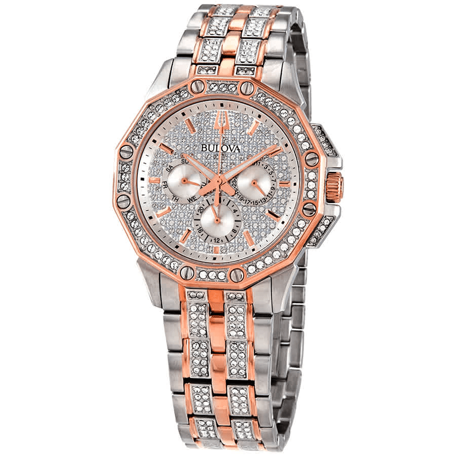 Bulova Octova Crystal Silver Dial Two Tone Steel Strap Watch for Men - 98C133 Buy Now By Bulova