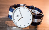 Daniel Wellington Classy Glasgow White Dial Two Tone Nylon Strap Watch For Women - DW00100082
