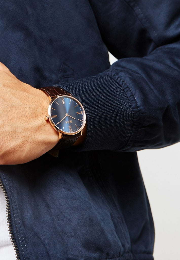 Hugo Boss Classic Jackson Blue Dial Brown Leather Strap Watch for Men - 1513458 Buy Now By Hugo Boss