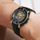 Gucci Dive Tiger Black Dial Black Rubber Strap Watch For Men - YA136318 Buy Now By Gucci
