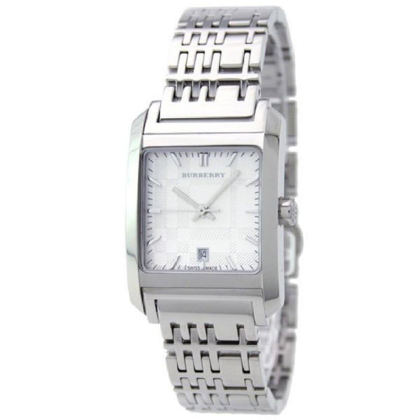Burberry Nova Check Square White Dial Silver Steel Strap Watch for Women - BU1572 Buy Now By Burberry