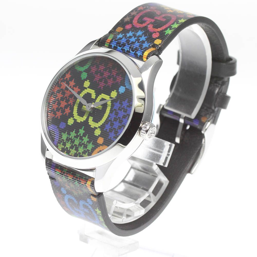 Gucci G Timeless Quartz Black Dial Black Leather Strap Watch For Women - YA1264146 Buy Now By Gucci