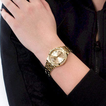 Guess Cosmo Diamonds Gold Dial Gold Steel Strap Watch For Women - GW0033L2 Buy Now By Guess