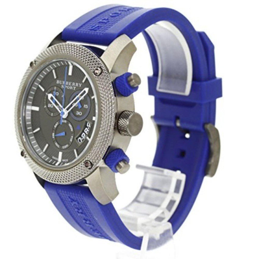 Burberry Sports Chronograph Black Dial Blue Rubber Strap Watch for Men - BU7714 Buy Now By Burberry