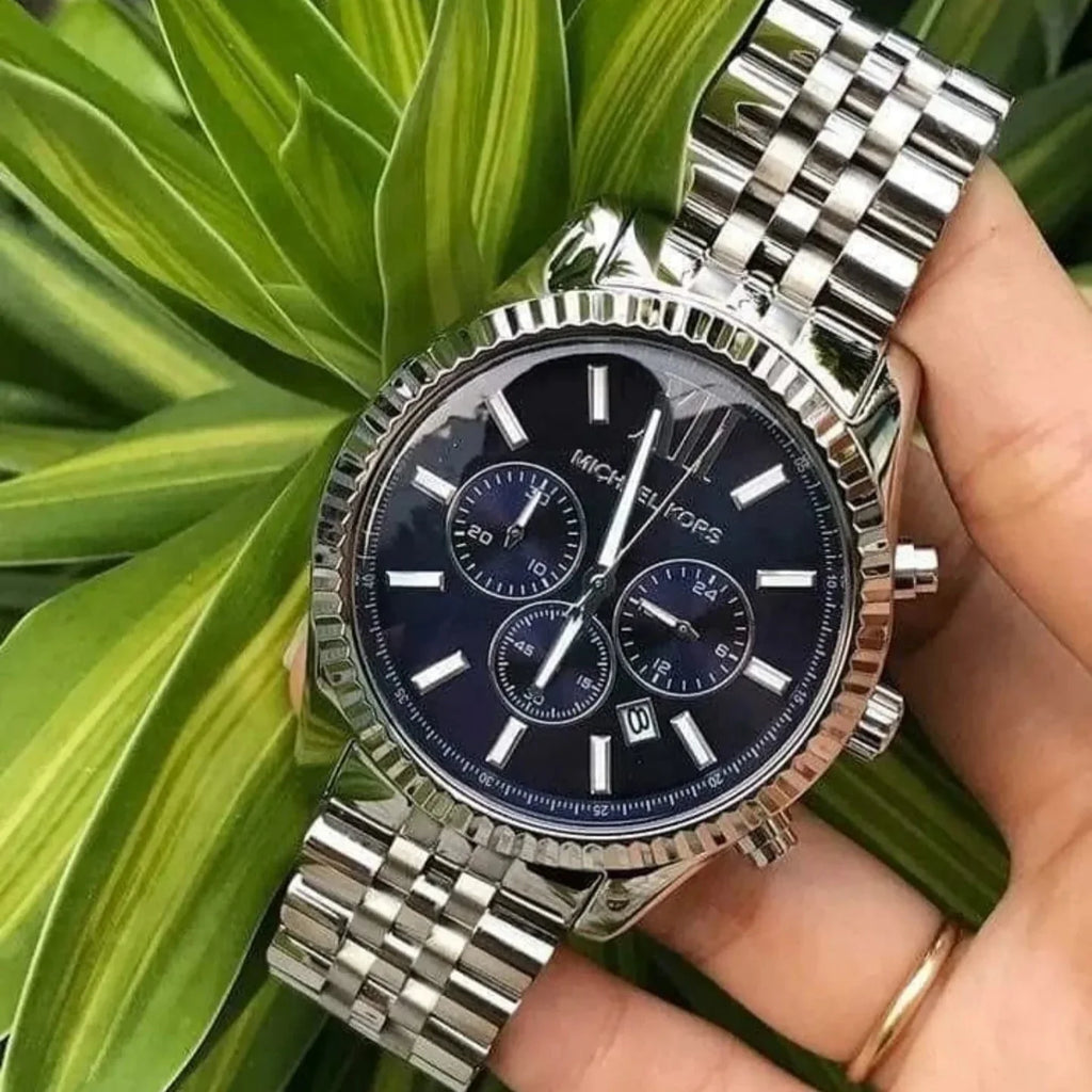 Michael Kors Lexington Chronograph Blue Dial Silver Steel Strap Watch for Men - MK8280 Buy Now By Michael Kors