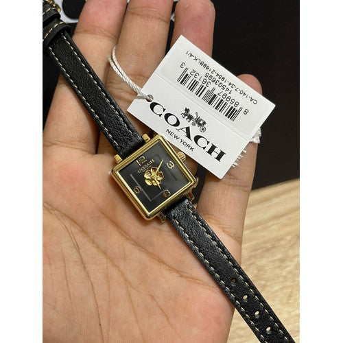 Coach Black Square Dial Black Leather Strap Watch for Women - 14503695 Buy Now By Coach