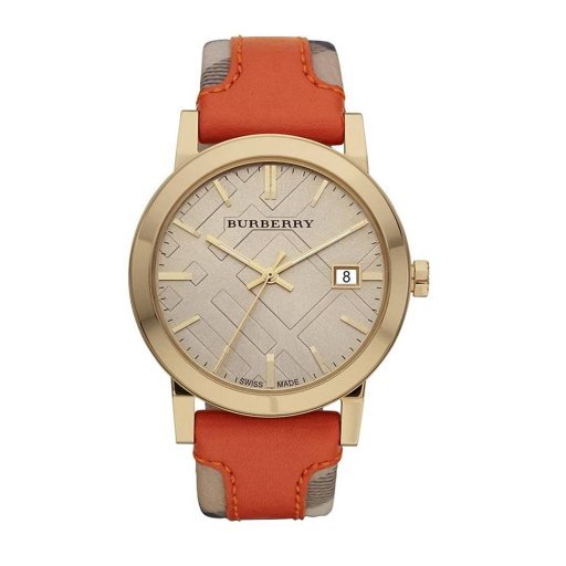 Burberry The City Gold Dial Orange Leather Strap Watch for Women - BU9016 Buy Now By Burberry