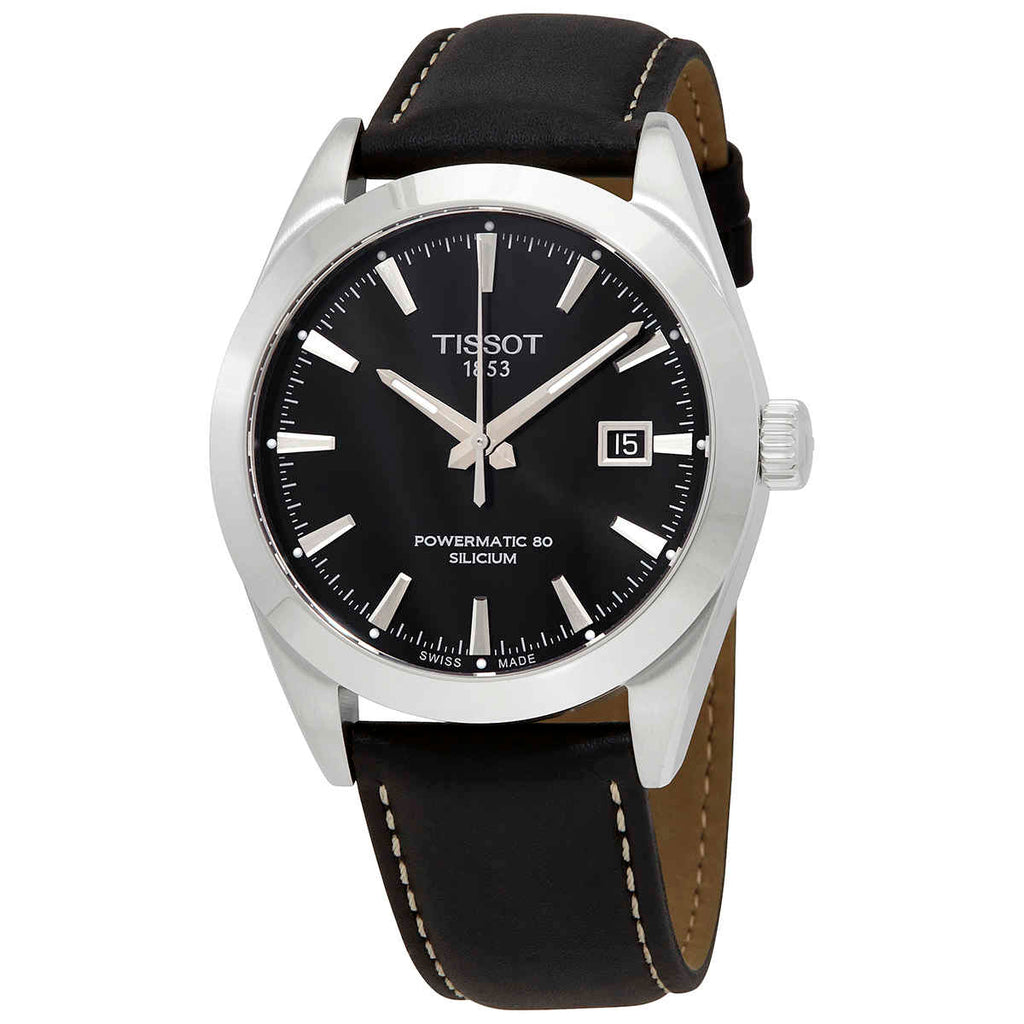 Tissot Gentleman Powermatic 80 Silicium Black Dial Black Leather Strap Watch For Men - T127.407.16.051.00 Buy Now By Tissot