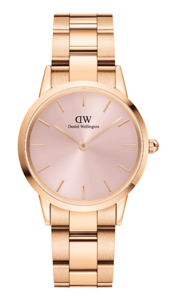 Daniel Wellington Iconic Link Pink Dial Rose Gold Steel Strap Watch For Women - DW00100335 Buy Now By Daniel Wellington