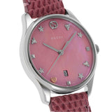 Gucci G-Timeless Pink Mother of Pearl Dial Pink Leather Strap Watch For Women - YA126586 Buy Now By Gucci