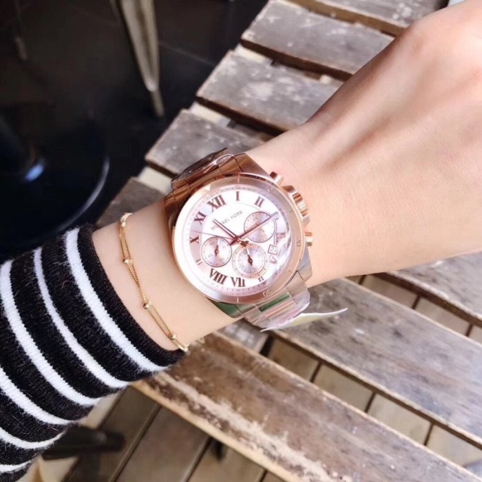 Michael Kors Brecken Chronograph Quartz Rose Gold Dial Rose Gold Steel Strap Watch For Women - MK6367 Buy Now By Michael Kors