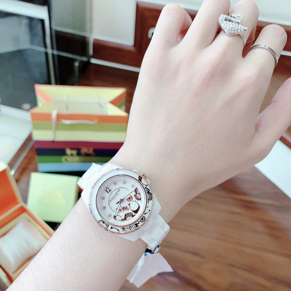 Coach Preston White Dial White Steel Strap Watch for Women - 14503464 Buy Now By Coach