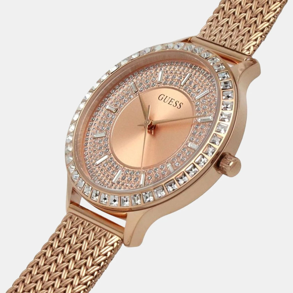 Guess Soiree Diamonds Rose Gold Dial Rose Gold Mesh Bracelet Watch for Women - GW0402L3 Buy Now By Guess