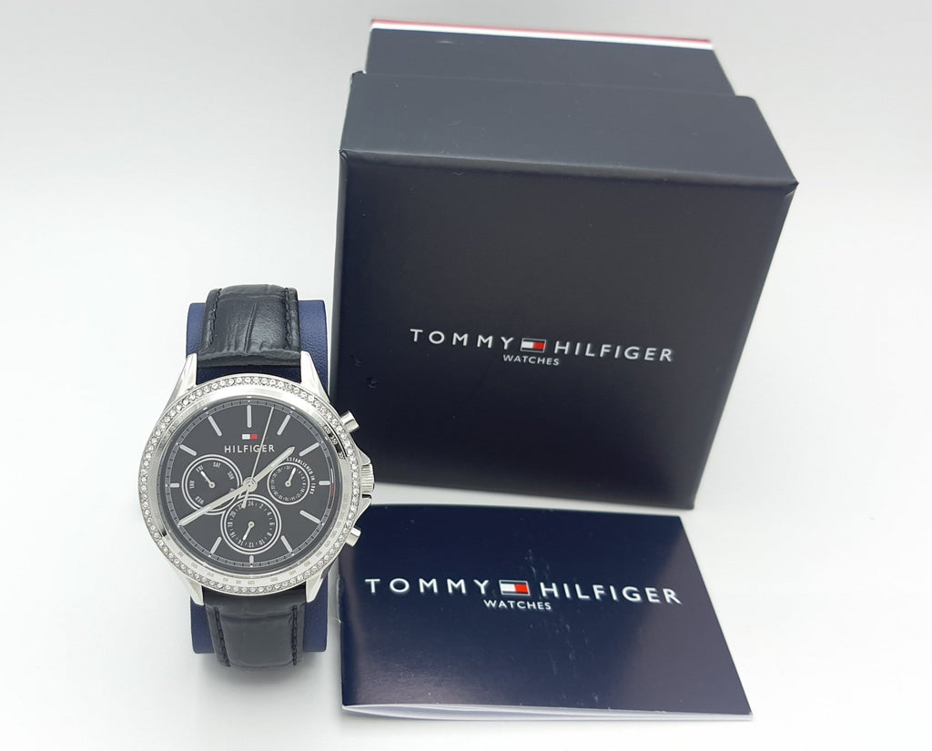 Tommy Hilfiger Ari Diamonds Black Dial Black Leather Strap Watch for Women - 1781981 Buy Now By Tommy Hilfiger