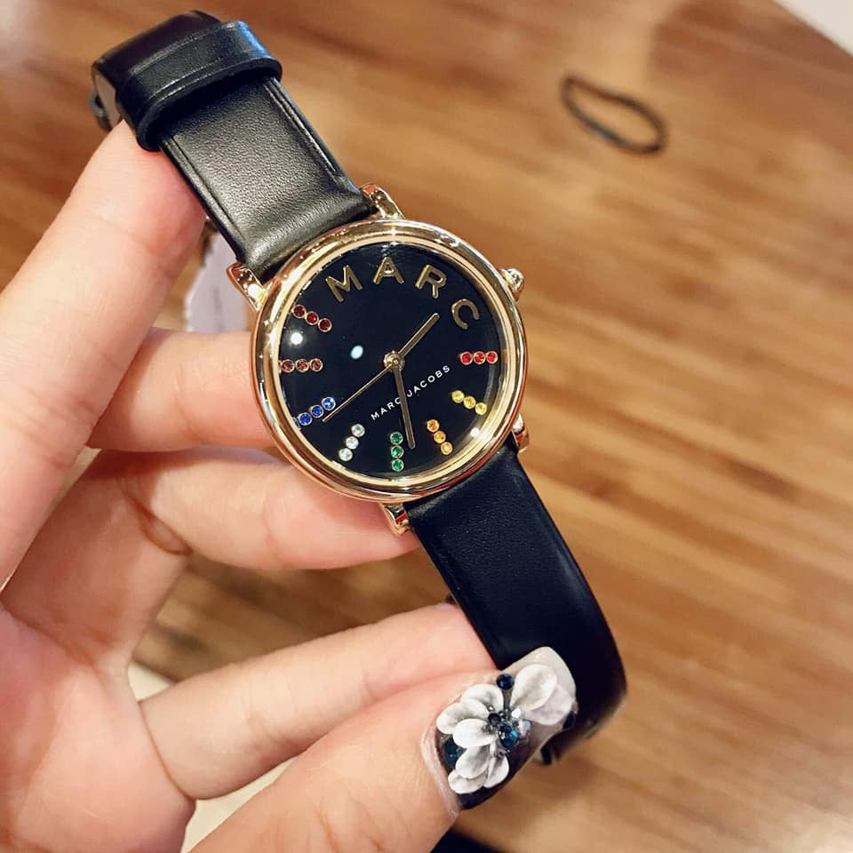 Marc Jacobs Roxy Black Dial Black Leather Strap Watch for Women - MJ1592 Buy Now By Marc Jacobs