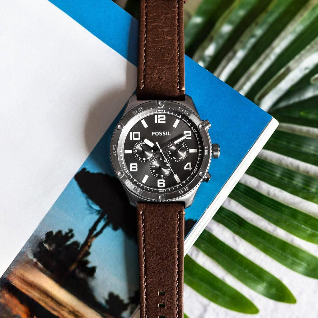 Fossil Brox Multifunction Grey Dial Brown Leather Strap Watch for Men - BQ2800 Buy Now By Fossil